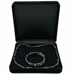 Dick Wicks Hematite Multi Colour Stone Necklace &amp; Bracelet Set